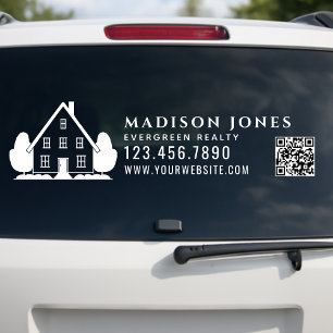 Autocollant Pour Fenêtre Agent Immobilier Minimaliste Code QR Maison Rustiq