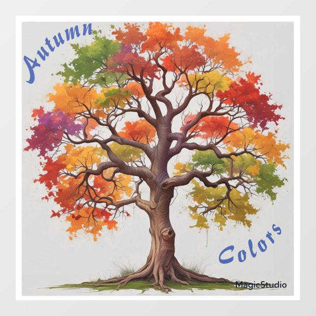 Autocollant Pour Fenêtre AI Colours Automne Fenêtre Clouer la vignette (Feuille)