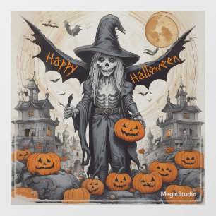 Autocollant Pour Fenêtre AI Skeleton ailé Halloween Fenêtre Cling Decal
