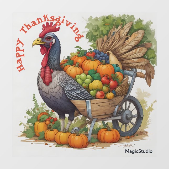 Autocollant Pour Fenêtre AI Turquie & Roue Thanksgiving Window Decal (Feuille)