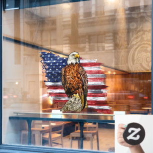 Autocollant Pour Fenêtre Aigle américain patriote Drapeau USA Gloire Ancien