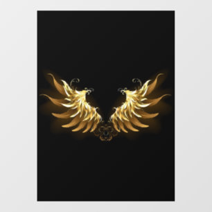 Autocollant Pour Fenêtre Ailes d'Ange d'or sur arrière - plan noir