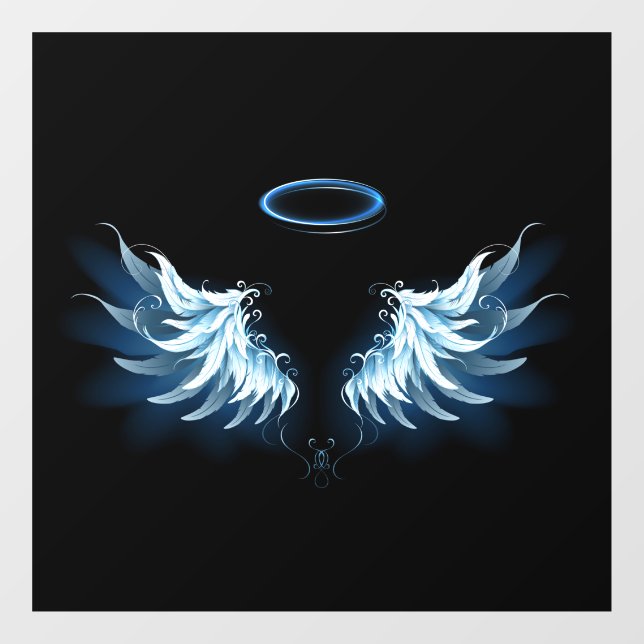 Autocollant Pour Fenêtre Ailes d'angle brillant bleu sur arrière - plan noi (Feuille)