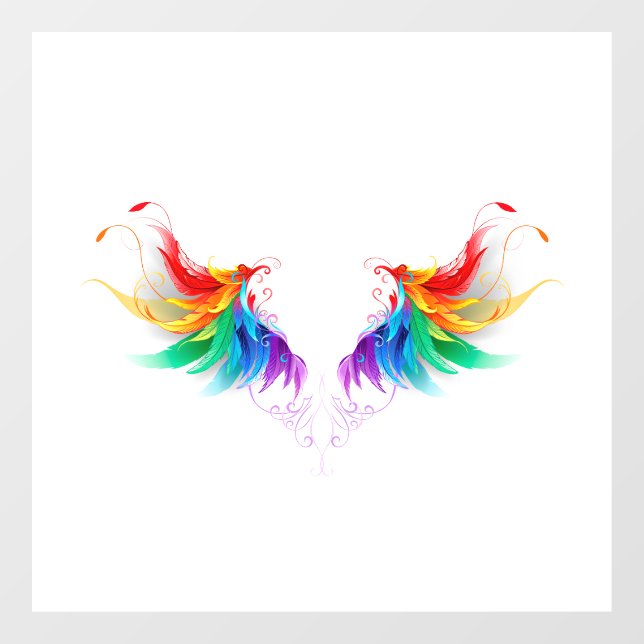 Autocollant Pour Fenêtre Ailes fluffy arc-en-ciel (Feuille)
