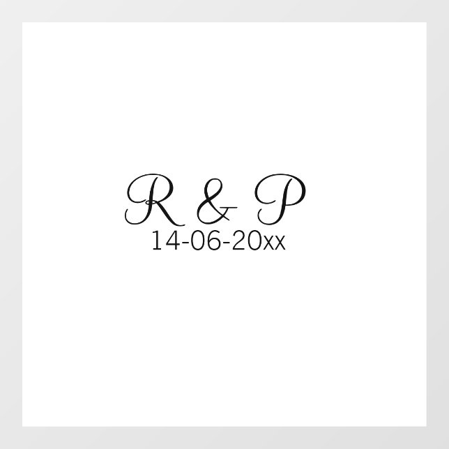 Autocollant Pour Fenêtre Ajouter un nom de couple monogramme ajouter date a (Feuille)