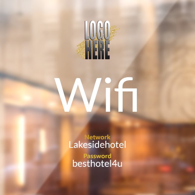 Autocollant Pour Fenêtre Ajouter votre logo White Wifi Mot de passe Détails (Feuille 2)