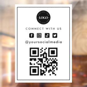 Autocollant Pour Fenêtre Ajoutez un code QR de logo minimaliste pour le ven