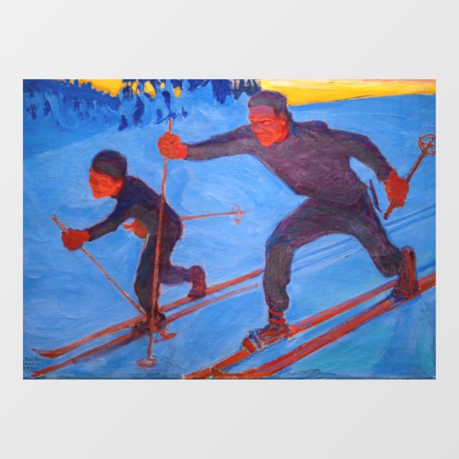 Autocollant Pour Fenêtre Akseli Gallen-Kallela - Skiers (Feuille)