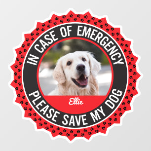 Autocollant Pour Fenêtre Alerte de sécurité de chien Premier répondeur pers