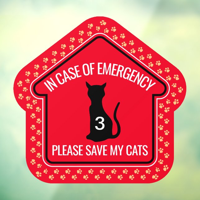 Autocollant Pour Fenêtre Alerte de sécurité Sauvegarde de mes chats Personn (Feuille 3)