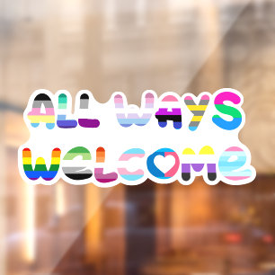 Autocollant Pour Fenêtre All Ways Welcome LGBTQIA+ inclusivité queer pride