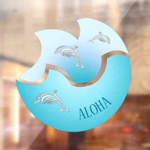 Autocollant Pour Fenêtre Aloha Dauphins Vague Bleue Côtière