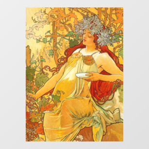 Autocollant Pour Fenêtre Alphonse Mucha Art Nouveau Automne