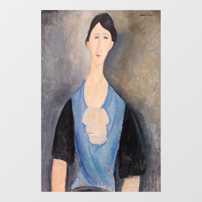 Autocollant Pour Fenêtre Amedeo Modigliani - Jeune femme en bleu (Feuille)