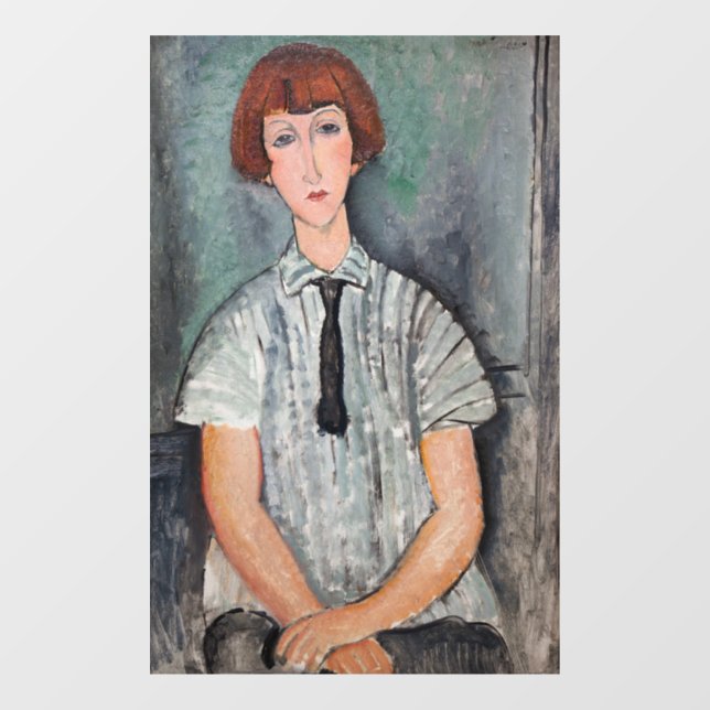 Autocollant Pour Fenêtre Amedeo Modigliani - Jeune fille dans une blouse ra (Feuille)