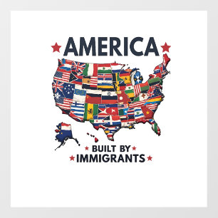 Autocollant Pour Fenêtre Américain construit par Immigrants Patriotique Amé