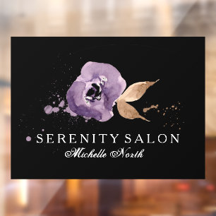 Autocollant Pour Fenêtre Améthyste floral d'aquarelle violet ID294