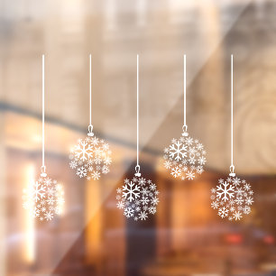 Autocollant Pour Fenêtre Ampoules à flocon blanc_ pack de cinq clin de fenê