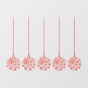 Autocollant Pour Fenêtre Ampoules de flocon de neige rouge_ pack de cinq cl
