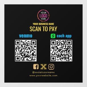 Autocollant Pour Fenêtre Analyser le logo pour Pay CashApp Venmo QR Code