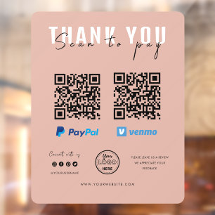 Autocollant Pour Fenêtre Analyser le Merci pour payer le logo QR Code paiem