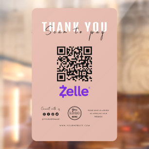 Autocollant Pour Fenêtre Analyser le Merci pour payer le logo QR Code Zelle