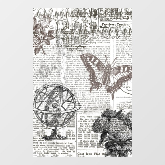 Autocollant Pour Fenêtre Ancien journal (Feuille)