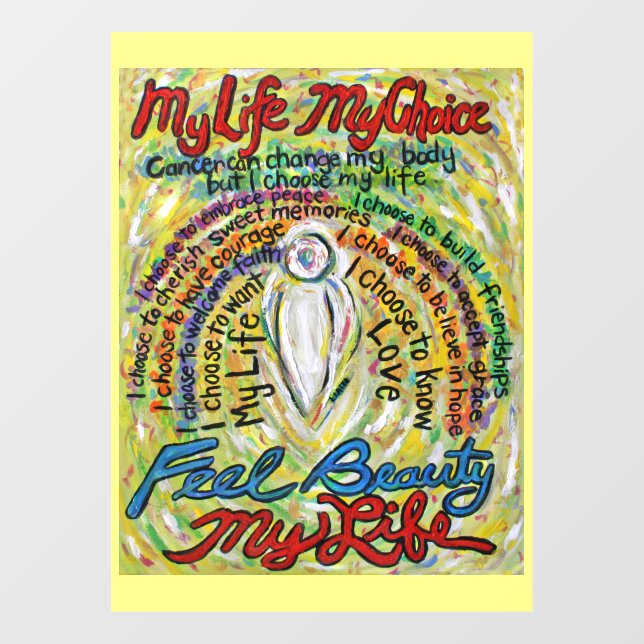 Autocollant Pour Fenêtre Ange blanc avec cancer Poème Art Fenêtre Classer (Feuille)