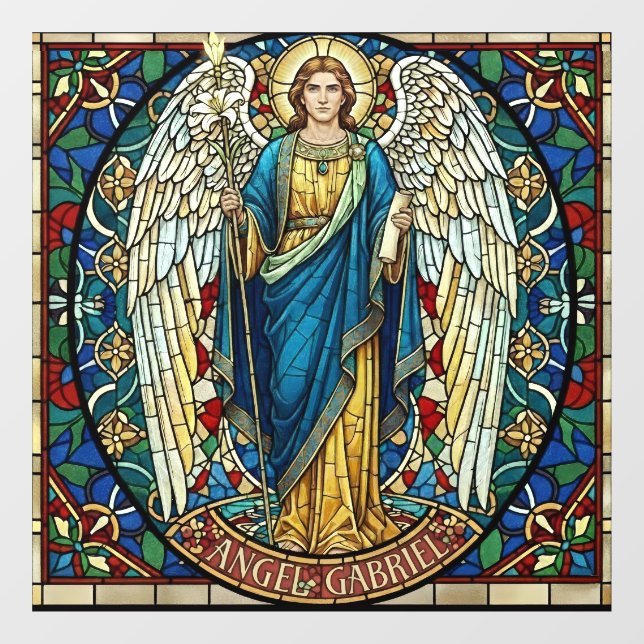 Autocollant Pour Fenêtre Angel Gabriel Stained Glass Style Archangel Art (Feuille)