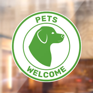 Autocollant Pour Fenêtre Animaux verts Bienvenue Avec Jolie Tête De Chien S
