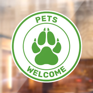 Autocollant Pour Fenêtre Animaux verts Bienvenue Avec Un Mignon Chien Paw S