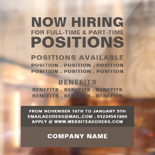 Autocollant Pour Fenêtre Annonce de recrutement pour emploi audacieux