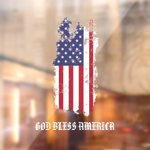 Autocollant Pour Fenêtre * AP16 Drapeau Grunge Patriotique Dieu béni USA Am