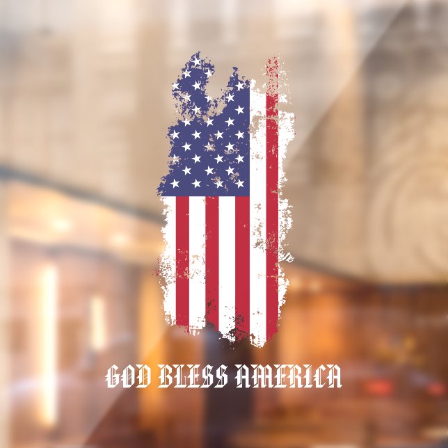 Autocollant Pour Fenêtre * AP16 Drapeau Grunge Patriotique Dieu béni USA Am (Feuille 2)