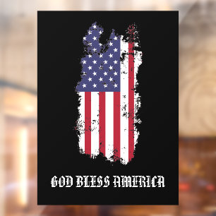 Autocollant Pour Fenêtre * AP16 USA Drapeau Grunge Patriotique Dieu Béni Am