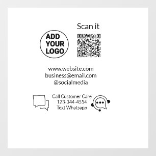 Autocollant Pour Fenêtre Appeler le texte du service client WhatsApp Code Q