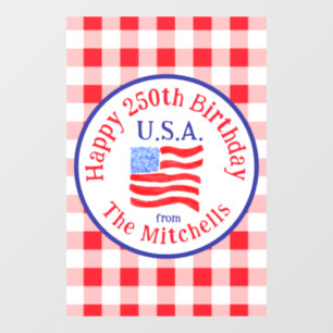 Autocollant Pour Fenêtre Aquarelle 250 Anniversaire Drapeau USA Rouge à Car
