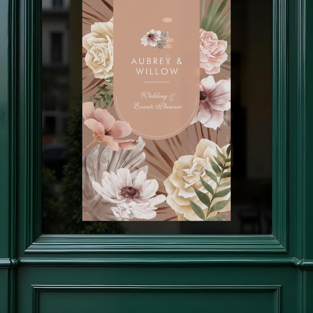 Autocollant Pour Fenêtre Aquarelle Chic Bohème Moderne Florales Photo Arch (Modern Chic Bohemian Watercolor Florals Photo Arch Window Cling)