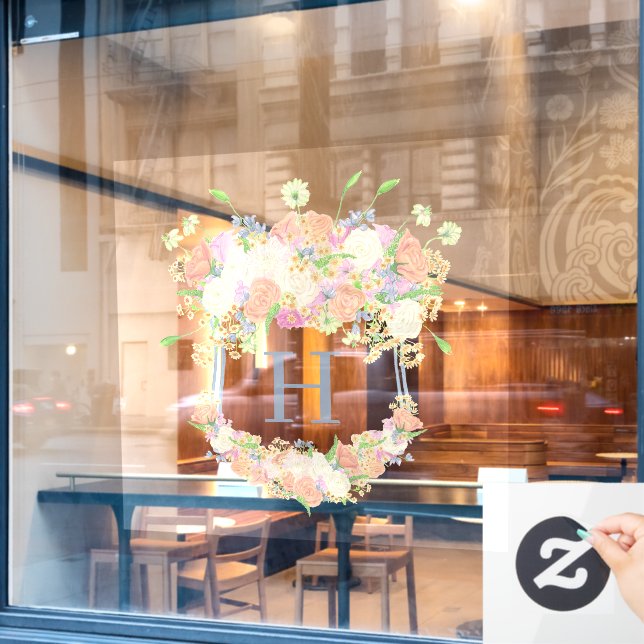 Autocollant Pour Fenêtre Aquarelle Floral Garden Party Crest (Fenêtre de café)