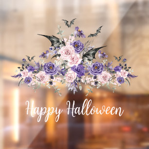 Autocollant Pour Fenêtre aquarelle florale rose heureux halloween élégant