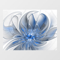 Aquarelle gris bleu Abstrait Fractal Art Flower