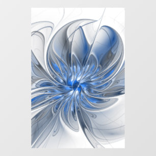 Autocollant Pour Fenêtre Aquarelle gris bleu Abstrait Fractal Art Flower