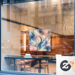 Autocollant Pour Fenêtre Aquarelle Imaginaire Floral Pastel Bleu & Crème