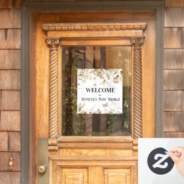 Autocollant Pour Fenêtre Aquarelle Sepia Florals Baby shower Clou de fenêtr (Porte d'accueil)