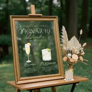 Autocollant Pour Fenêtre Aquarelle Signature Boisson Mariage Barre Signal C