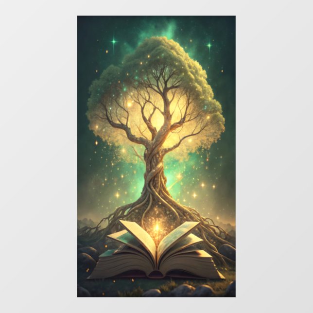 Autocollant Pour Fenêtre Arbre ancien de la connaissance avec des racines b (Feuille)