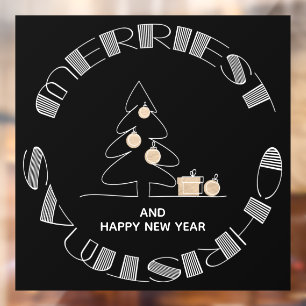 Autocollant Pour Fenêtre Arbre de Noël le plus joli Noir