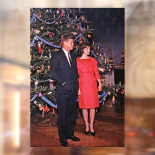 Autocollant Pour Fenêtre Arbre de Noël Président John Kennedy & Jacqueline