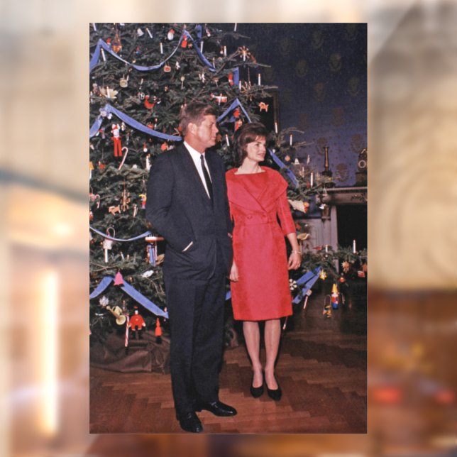 Autocollant Pour Fenêtre Arbre de Noël Président John Kennedy & Jacqueline (Feuille 2)