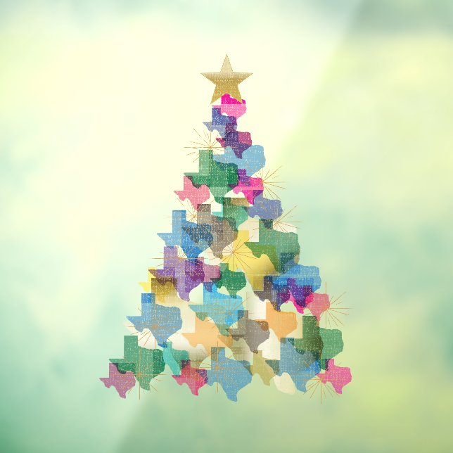 Autocollant Pour Fenêtre Arbre de Noël rustique du Texas (Feuille 3)